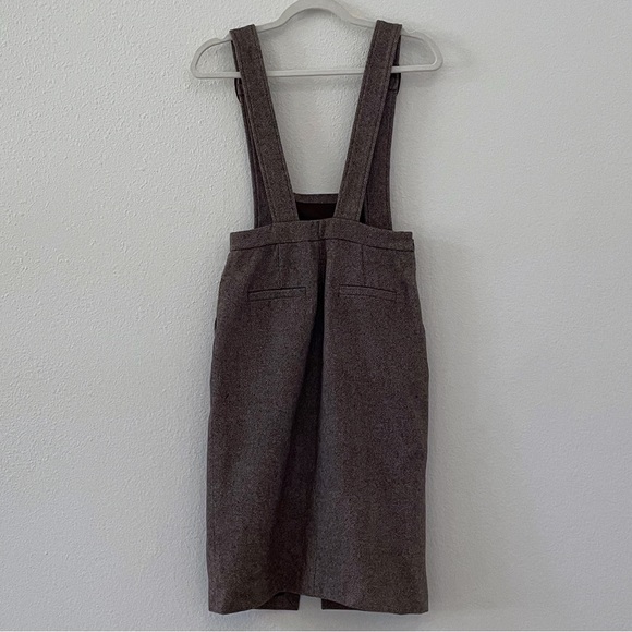 Pinafore brown tweed buckled strap midi dress - Picture 6 of 8